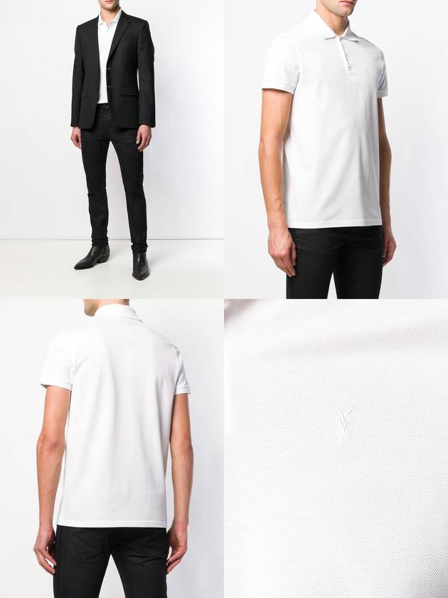 Men's Classic Short Sleeve Polo Shirt White - SAINT LAURENT - BALAAN 3