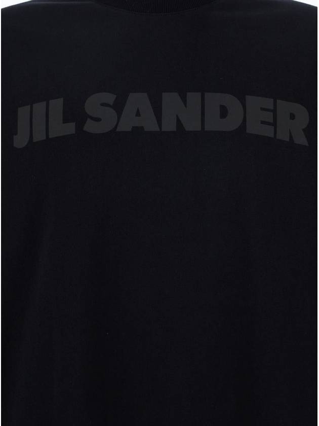 Logo Print Cotton Long Sleeve T-Shirt Black - JIL SANDER - BALAAN 4