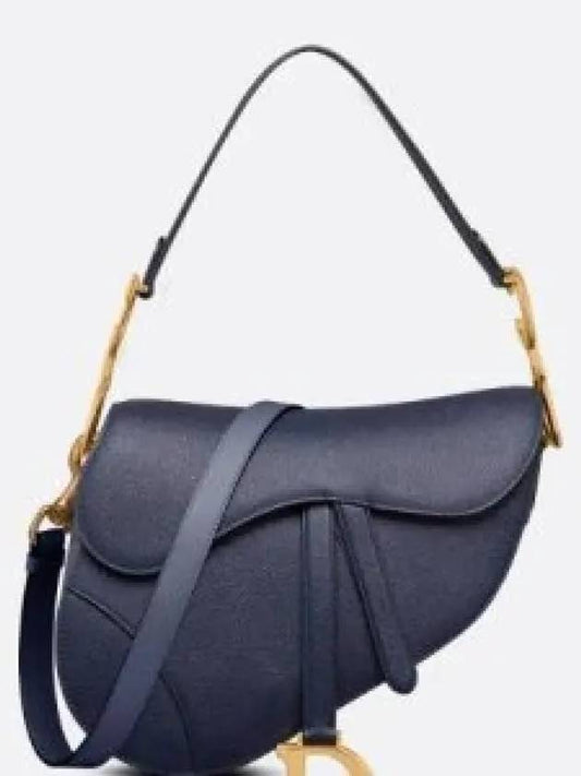 Saddle Grained Calfskin Shoulder Bag Navy - DIOR - BALAAN 2