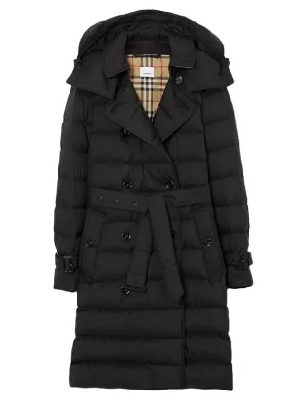 Women's Double Breasted Hooded Padded Black - BURBERRY - BALAAN 3