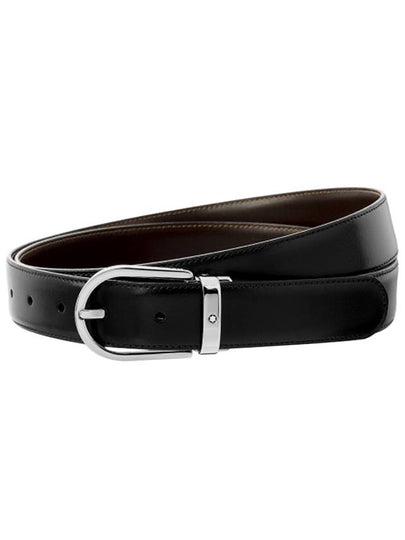 Horseshoe Buckle Reversible Leather Belt Black Brown - MONTBLANC - BALAAN 2