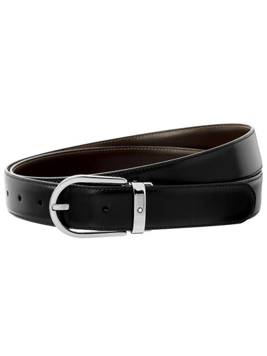 Man's Buckle 30mm Reversible Leather Belt Black Brown - MONTBLANC - BALAAN 1