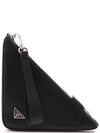 1NE039 Triangle leather black logo lettering double sided pouch bag - PRADA - BALAAN 1