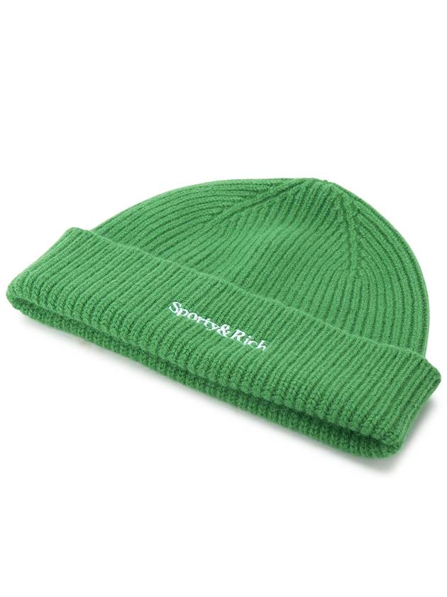 Logo Embroidered Wool Beanie Green - SPORTY & RICH - BALAAN 4