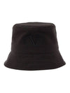 Embroidered V Logo Signature Bucket Hat Black - VALENTINO - BALAAN.