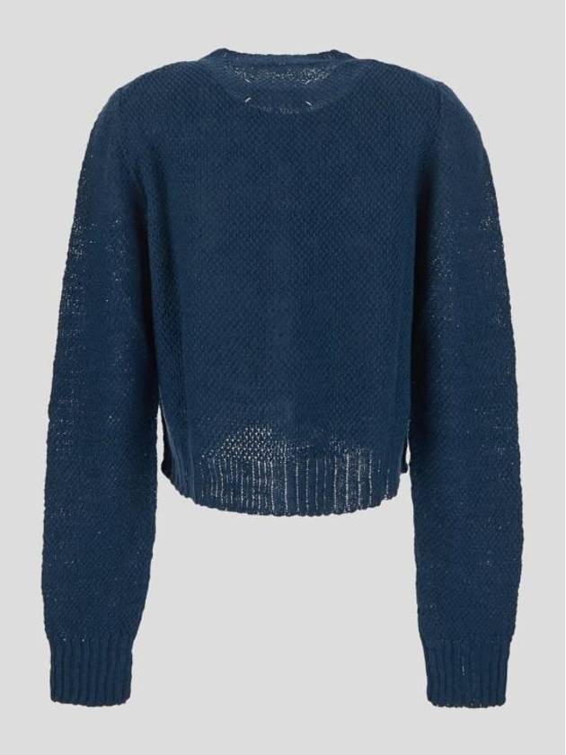 Hemp Basket Weave Knit Cardigan Blue - MAISON MARGIELA - BALAAN 3