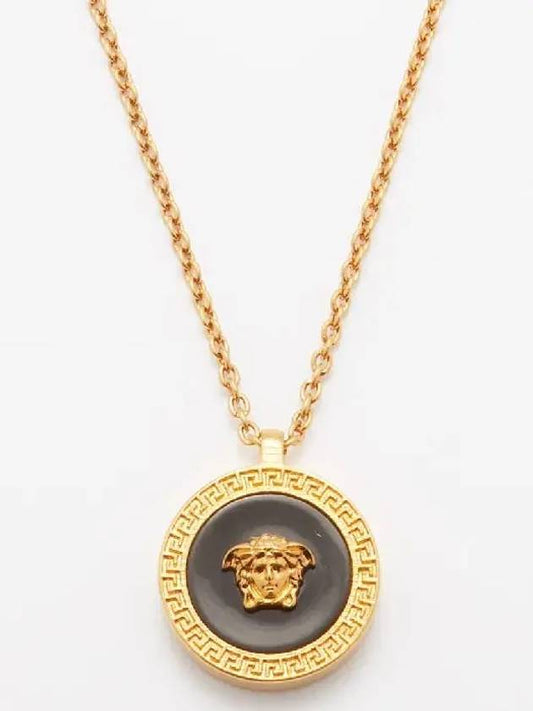 Enamel Medusa Necklace Black Gold - VERSACE - BALAAN 2