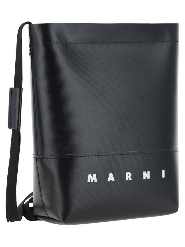 Logo Print Shoelace Strap Cross Bag Black - MARNI - BALAAN 3