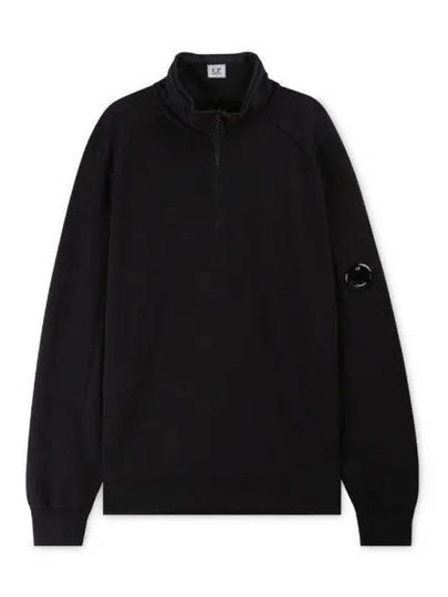 Men's Lens Wappen Fleece Half Zip Up Sweatshirt Black - CP COMPANY - BALAAN 2