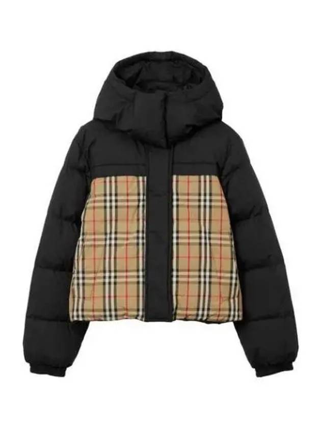 Women's Vintage Check Crop Reversible Padding Black Archive Beige - BURBERRY - BALAAN 2