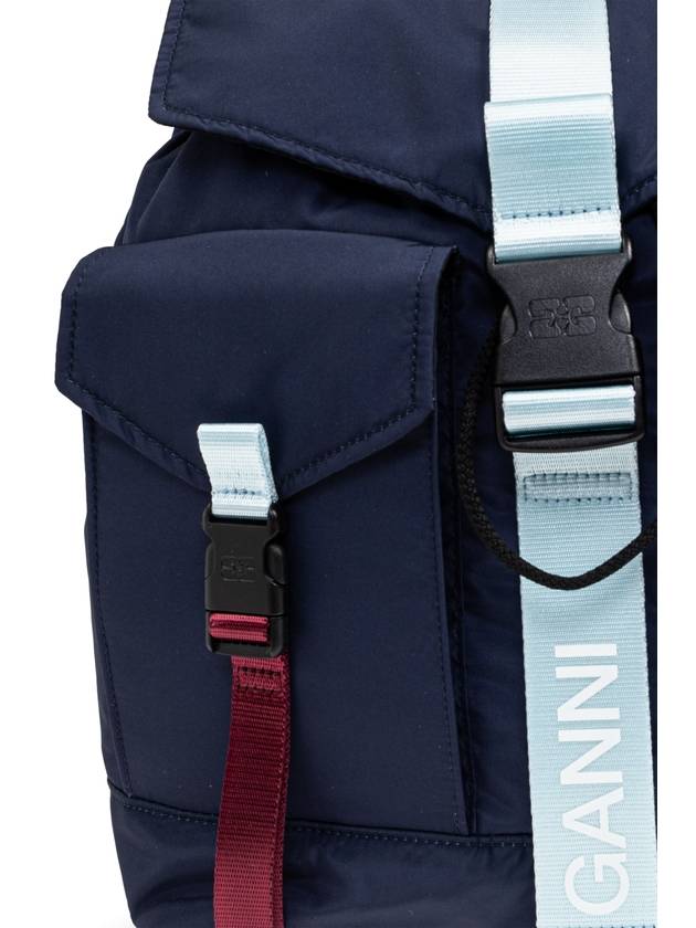 Ganni Backpack With Logo, Women's, Navy Blue - GANNI - BALAAN 6