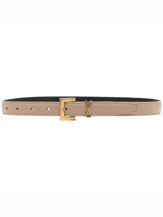 Monogram Square Leather Belt Beige - SAINT LAURENT - BALAAN 2