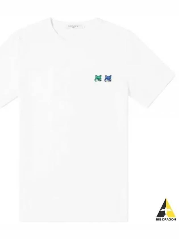 Double Monochrome Fox Head Patch Classic Short Sleeve T-Shirt White - MAISON KITSUNE - BALAAN 2