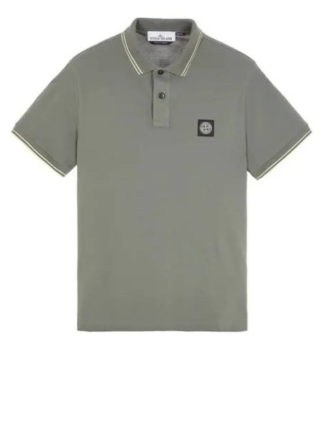 Stretch Cotton Pique Short Sleeve Polo Shirt Grey - STONE ISLAND - BALAAN 2