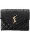 Matelasse Monogram Card Wallet Black - SAINT LAURENT - BALAAN 2