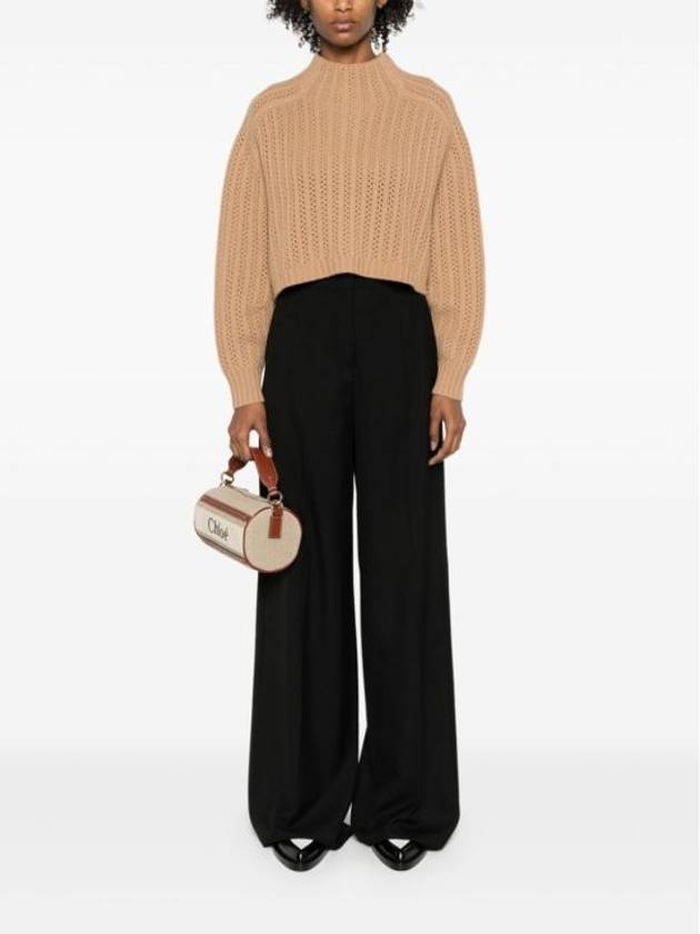 High Neck Back Button Crop Knit Top Brown - MAX MARA - BALAAN 4