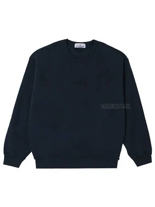 Garment Dyed Cotton Embroidery Logo Sweatshirt Navy - STONE ISLAND - BALAAN 2