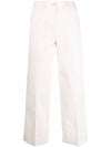 Women's Roll Cuff Crop Cotton Slacks Beige - MONCLER - BALAAN.