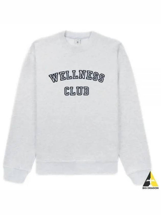 Wellness Club Flock Crew Neck Cotton Sweatshirt Light Grey - SPORTY & RICH - BALAAN 2