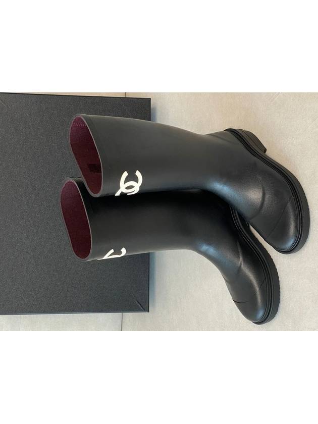 CC Logo Caoutchouc Rain Boots Black - CHANEL - BALAAN 4