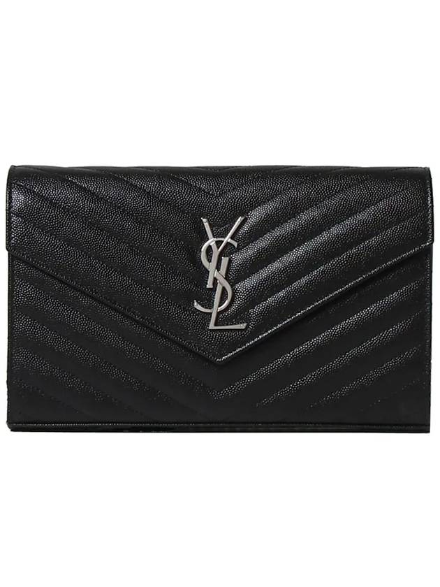 Cassandre Matelasse Chain Cross Bag In Grain de Poudre Embossed Leather Black - SAINT LAURENT - BALAAN 3