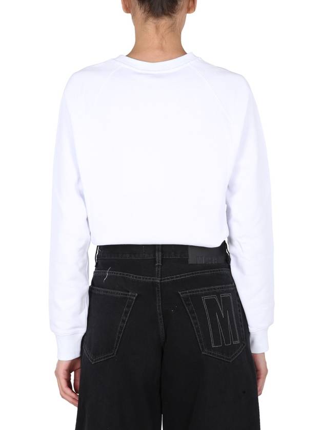 Women's Brushed Logo Crew Neck Sweatshirt White - MSGM - BALAAN 7