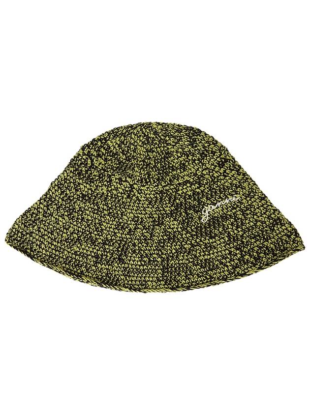 Embroidered Logo Chunky Knit Bucket Hat Green - GANNI - BALAAN 2