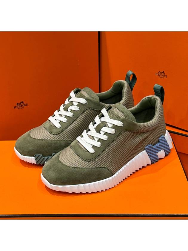 Women's Bouncing Sneakers Khaki Mesh H Sky Logo - HERMES - BALAAN 1