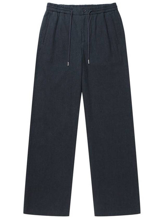 Men's Linen String Straight Pants Charcoal - SOLEW - BALAAN 1