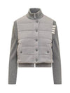 Fine Merino Reversible Wool Down Zip-Up Jacket Grey - THOM BROWNE - BALAAN 1