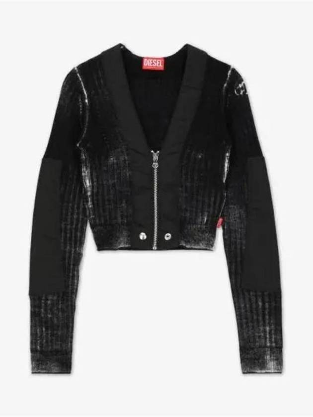 M Asera Nylon Trims Cropped Wool Cardigan Black - DIESEL - BALAAN 2