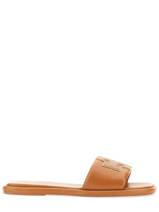 Double T Slide Slippers Brown - TORY BURCH - BALAAN 4