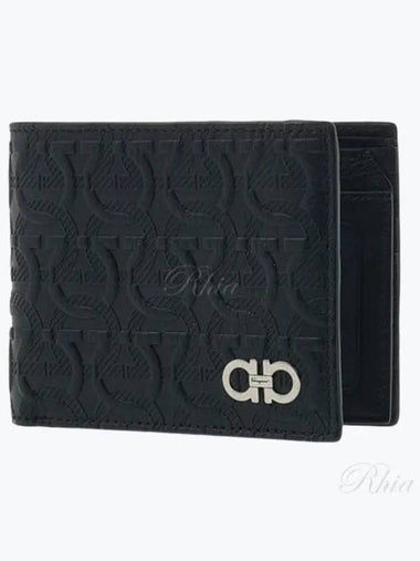 Ferragamo Men s Gancini Half Wallet 66 0998 NERO PEBBLE 0753604 94196 - SALVATORE FERRAGAMO - BALAAN 1