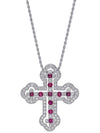 18K white gold diamond 052 carat ruby ​​076 carat crochet pendant large Belle Epoque necklace - DAMIANI - BALAAN 1