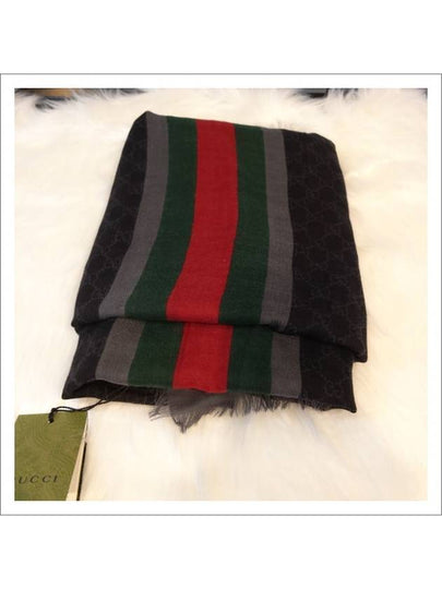 GG Web Stripe Muffler Black - GUCCI - BALAAN 2