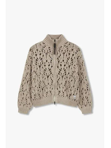 10 epoint women s lace tissue zip up cardigan dark beige - BRUNELLO CUCINELLI - BALAAN 1