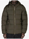 Seamless Logo Nylon Hooded Down Jacket Olive - STONE ISLAND - BALAAN 3