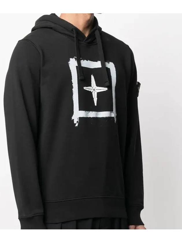 Men's Wappen Patch Box Logo Hoodie Black - STONE ISLAND - BALAAN 5