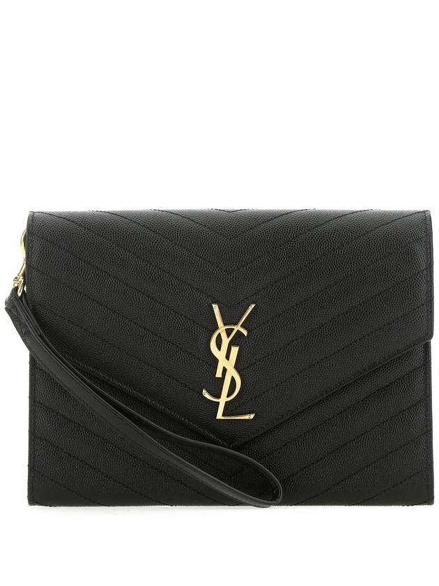 Grain De Poudre Cassandre Clutch Bag Black - SAINT LAURENT - BALAAN 4