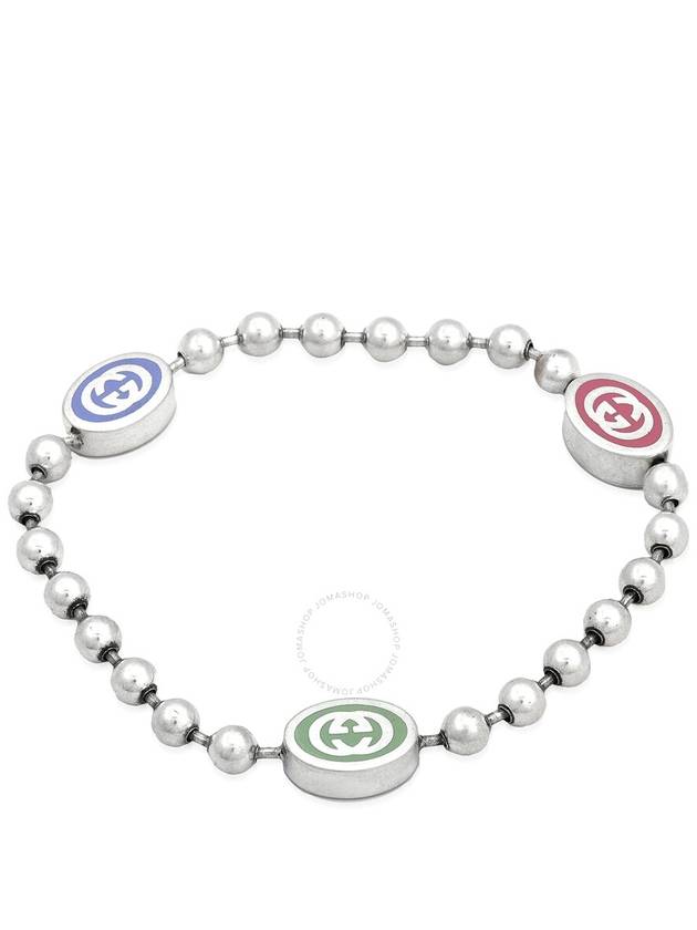 Interlocking G Enamel Multicolor Ball Chain Bracelet YBA753442001 Silver - GUCCI - BALAAN 2