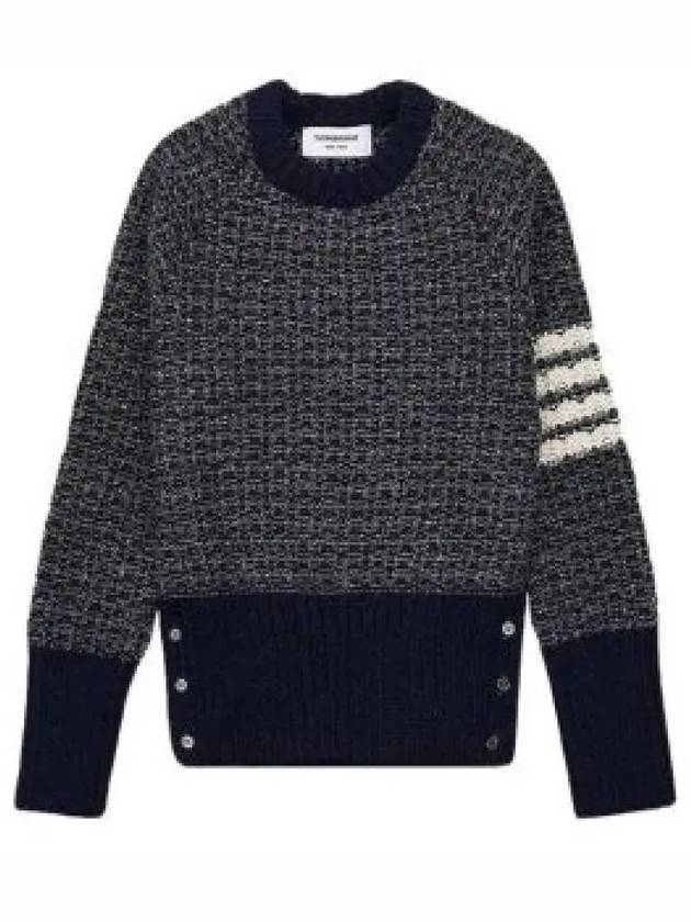 Tuck Stitch Raglan Sleeve Crew Neck Knit Top Navy - THOM BROWNE - BALAAN 2