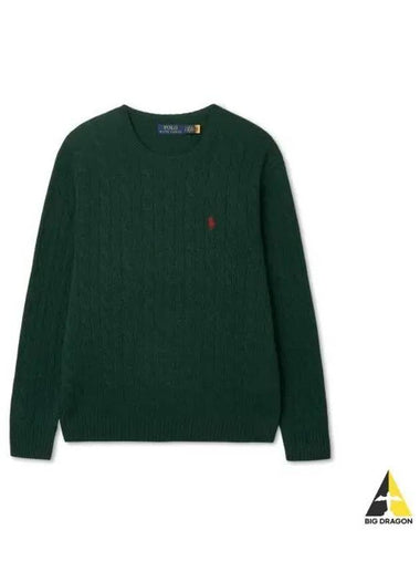 Cable knit wool cashmere sweater green - POLO RALPH LAUREN - BALAAN 1