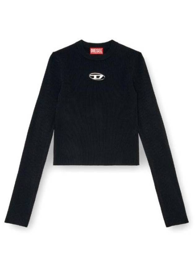 M-Valari Oval D Logo Cut Out Rib Knit Top Black - DIESEL - BALAAN 1