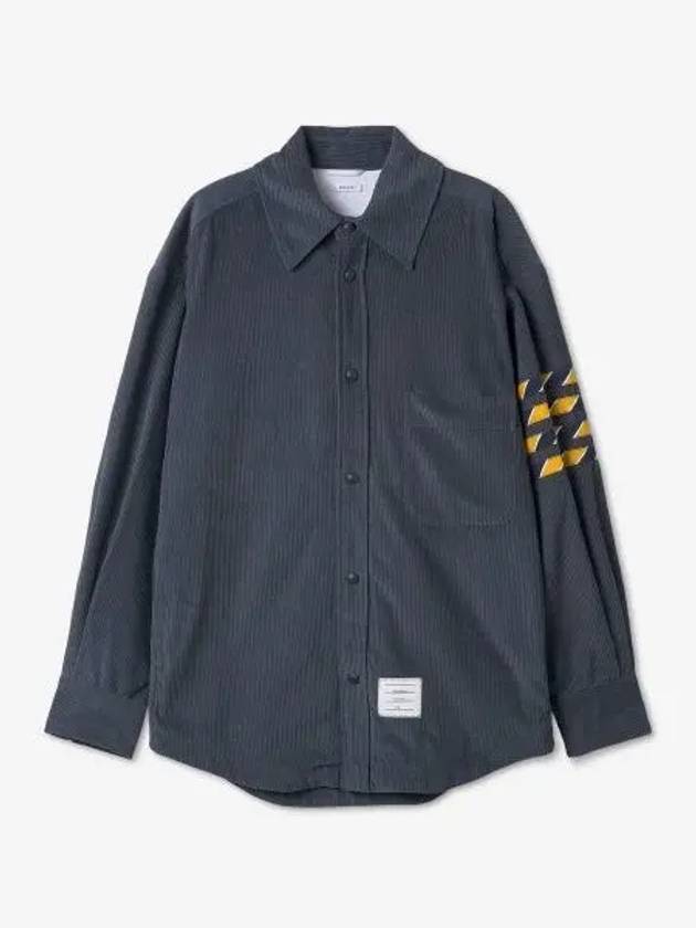 Corduroy Oversized Long Sleeve Shirt Navy - THOM BROWNE - BALAAN 2