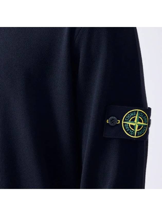 Logo Patch Round Neck Knit Top Black - STONE ISLAND - BALAAN 3