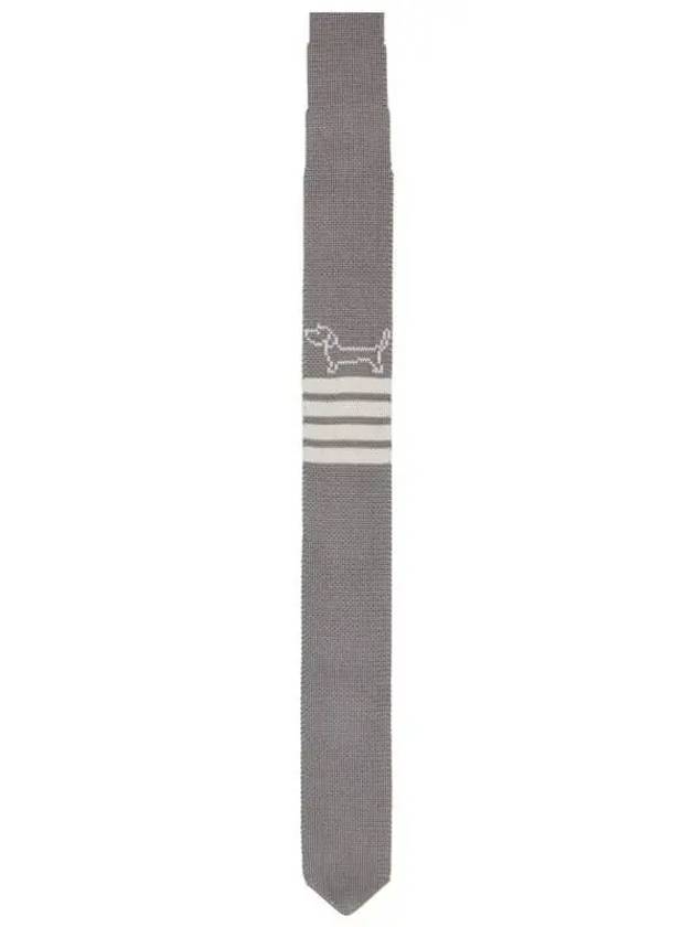 Hector Icon 4 Bar Silk Knit Tie Light Grey - THOM BROWNE - BALAAN 2