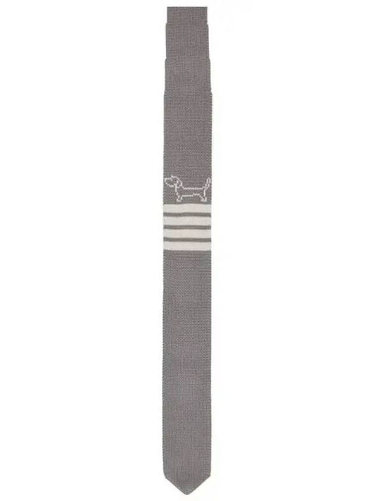 Hector Icon 4 Bar Silk Knit Tie Light Grey - THOM BROWNE - BALAAN 2