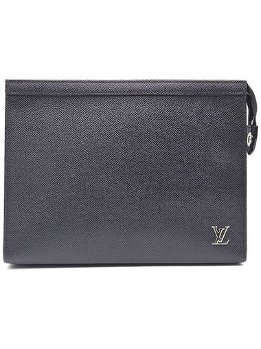 Louis Vuitton M30450 Black Taiga Pochette Voyage Silver Clutch - LOUIS VUITTON - BALAAN 1