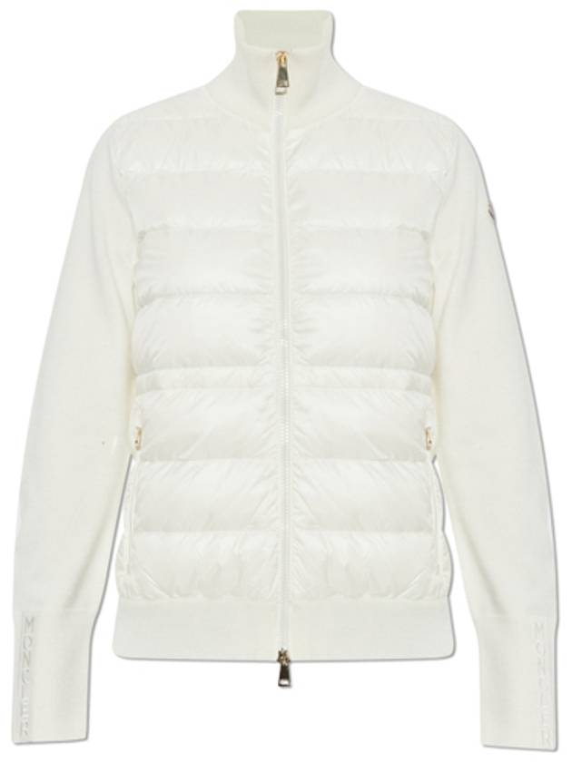 Logo Patch Knit Mix Zip up Jacket Ivory Women s 9B00046 M1131 030 TFS - MONCLER - BALAAN 1