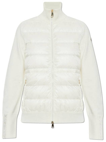 Logo Patch Knit Mix Zip up Jacket Ivory Women s 9B00046 M1131 030 TFS - MONCLER - BALAAN 1